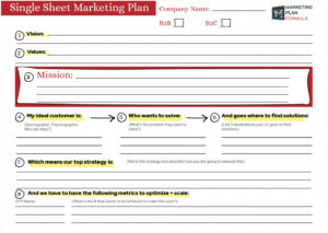 Single Sheet Marketing Plan