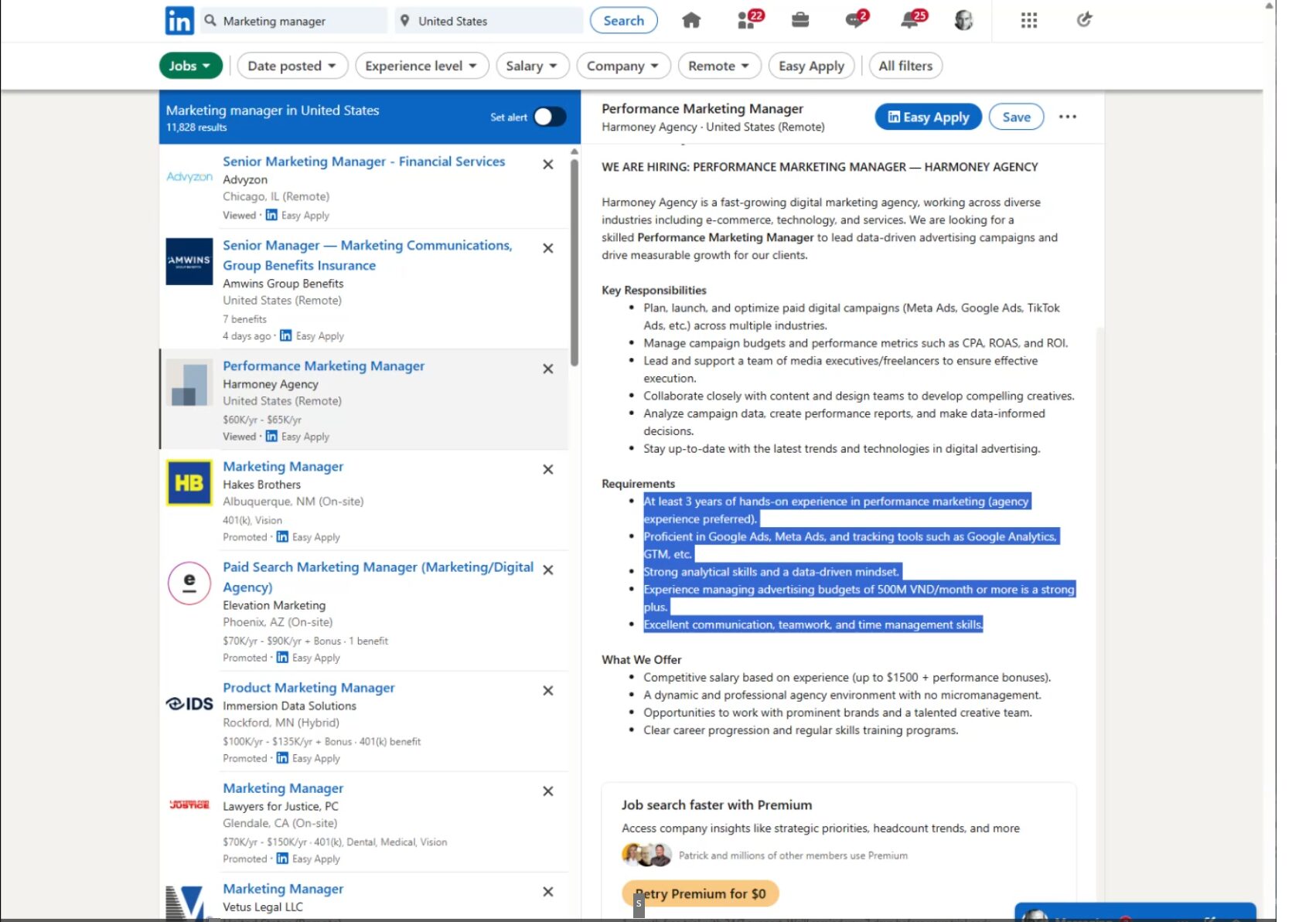 marketing job descriptions